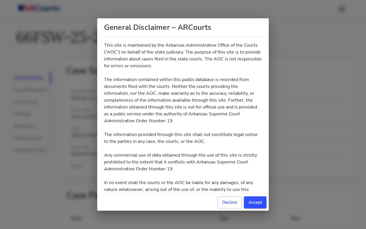 Garland County arrest warrant Search ARCourts case structure